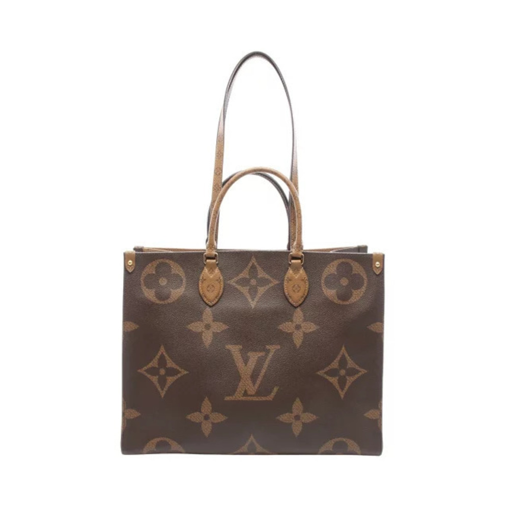 Louis Vuitton On The Go Monogram Giant Reverse Tote Bag Canvas Brown Beige Cream